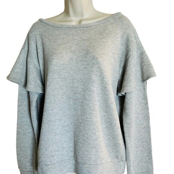 Sanctuary Ruffle Sweatshirt Metallic Silver Light Gray Pullover Women’s Size XS - Picture 4 of 14